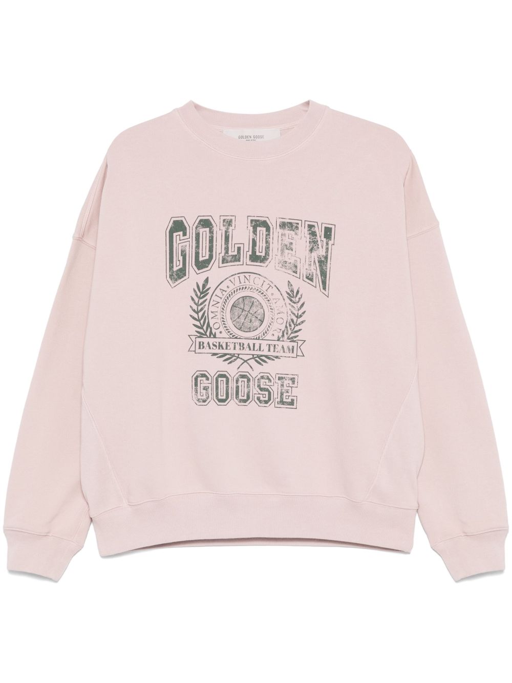 Golden Goose Golden Goose Old rose unisex round neck sweatshirt with green logo print