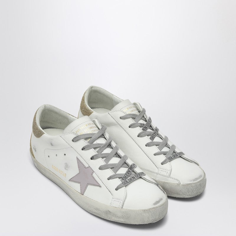 Golden Goose Golden Goose White/Purple/Platinum Super-star low-top sneaker