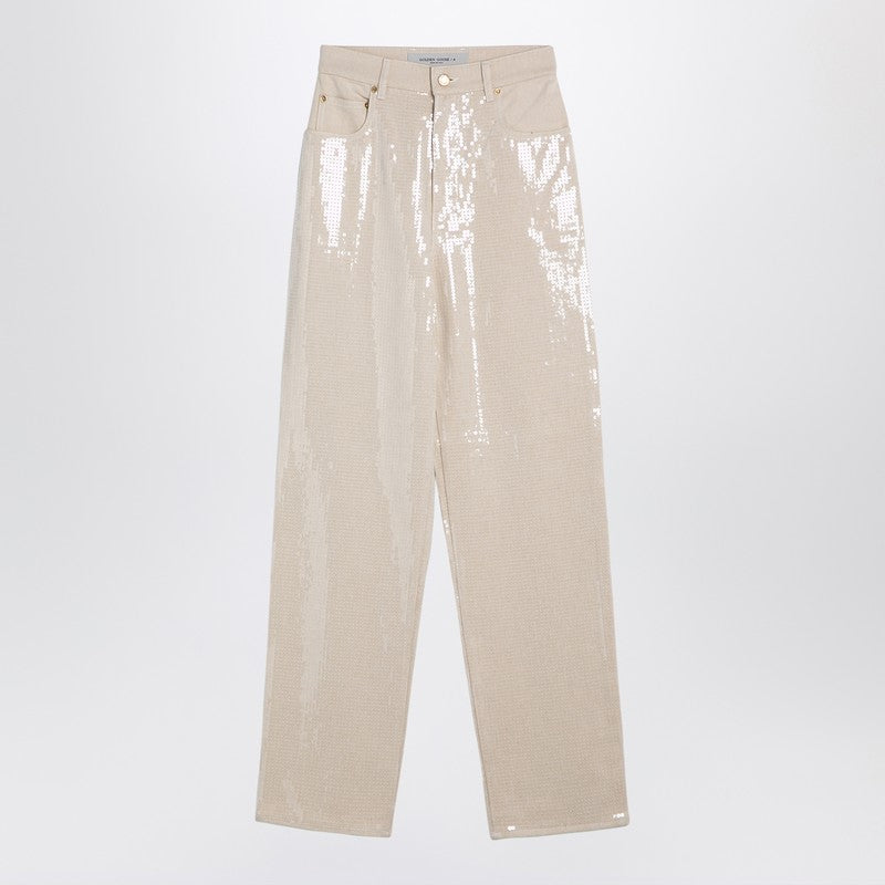 Golden Goose Golden Goose Trousers with transparent sequins écru