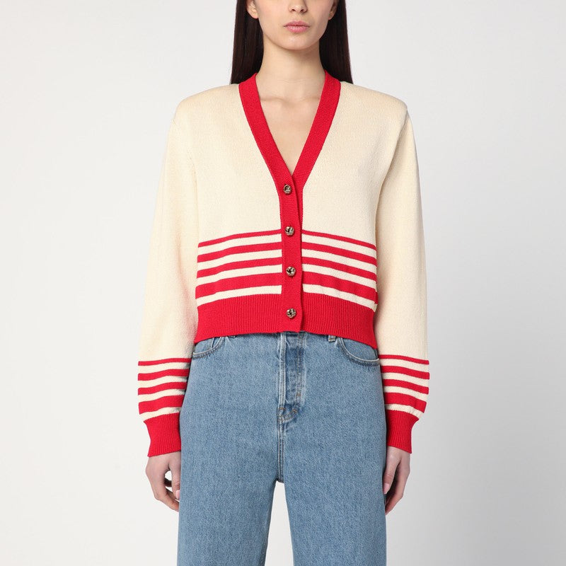 Golden Goose Golden Goose Beige cardigan with red stripes